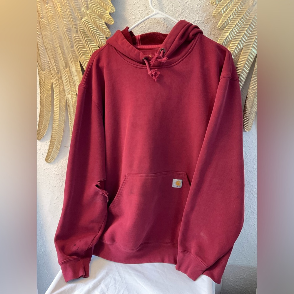 Carhartt hoodie distressed thrashed